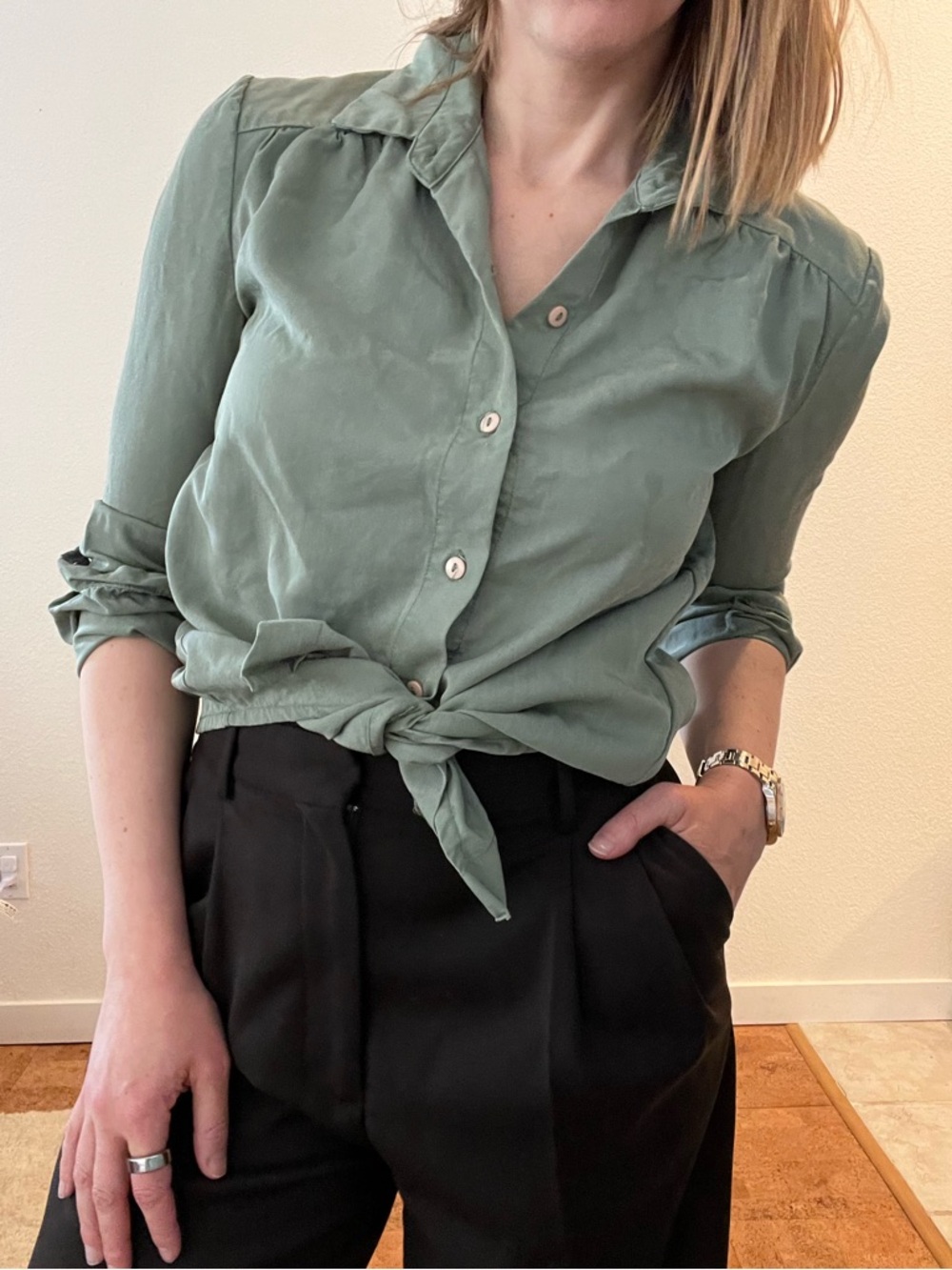 Light Sage Button Down